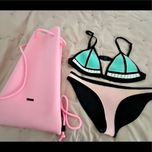 Triangl Neoprene Pastel Bikini and Drawstring Bag